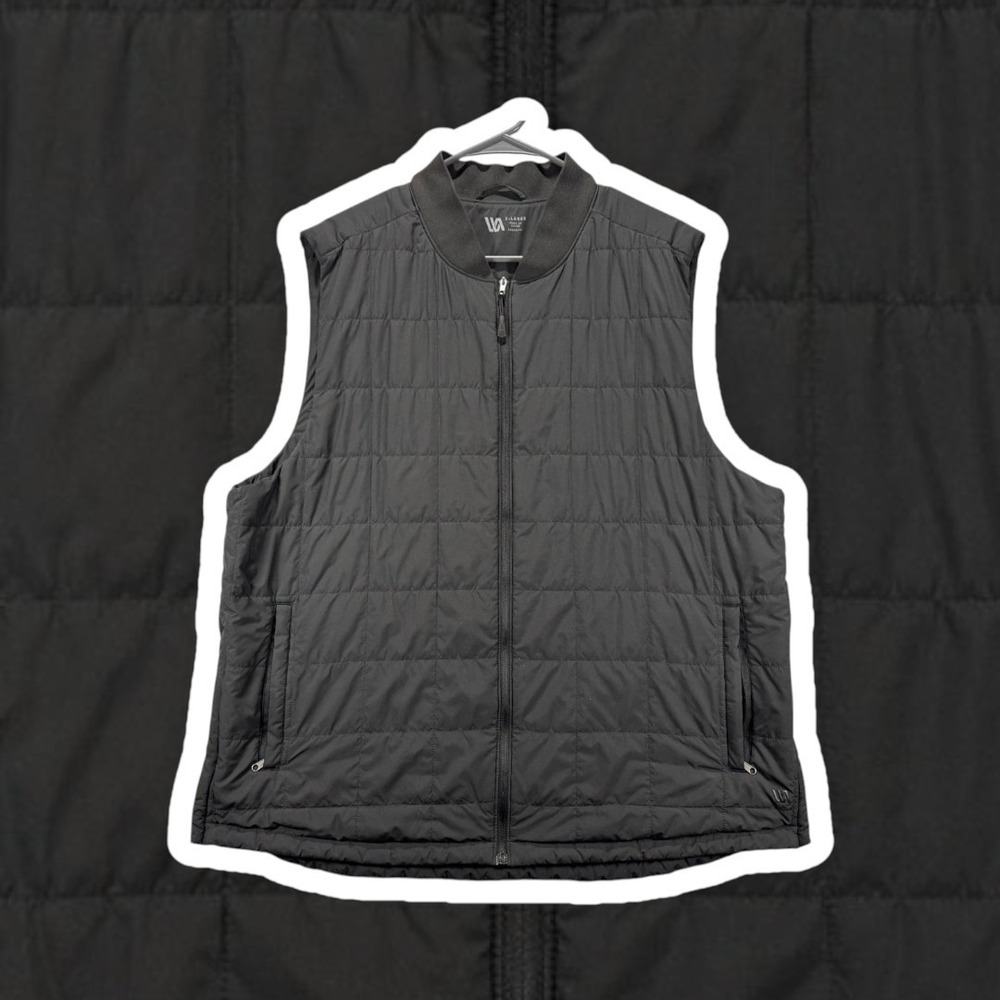 VRST Mens Lightweight Puffer Vest XL Black Quilted Full Zip RN104141 Bomber Neck